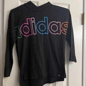 Adidas Kids Black Long Sleeve Tee with Colorful Logo size 14